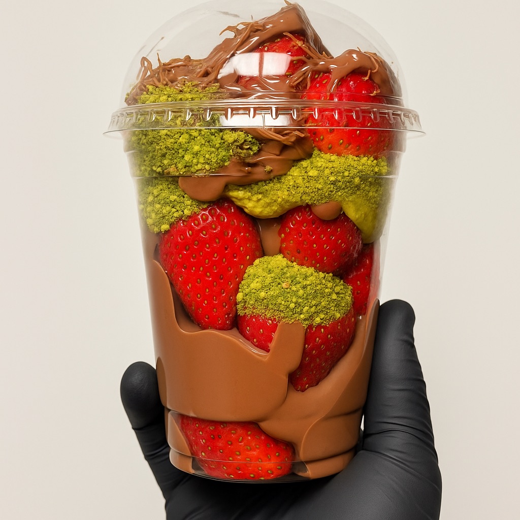 Strawberries in Dubai Chocolate